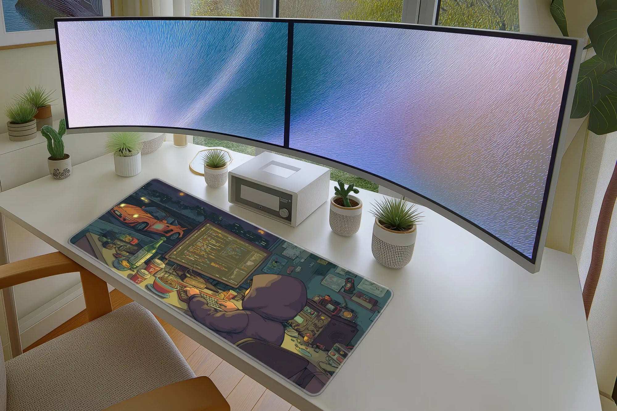 Night Coder & Retro Car Mousepad – Hacker Desk Aesthetic