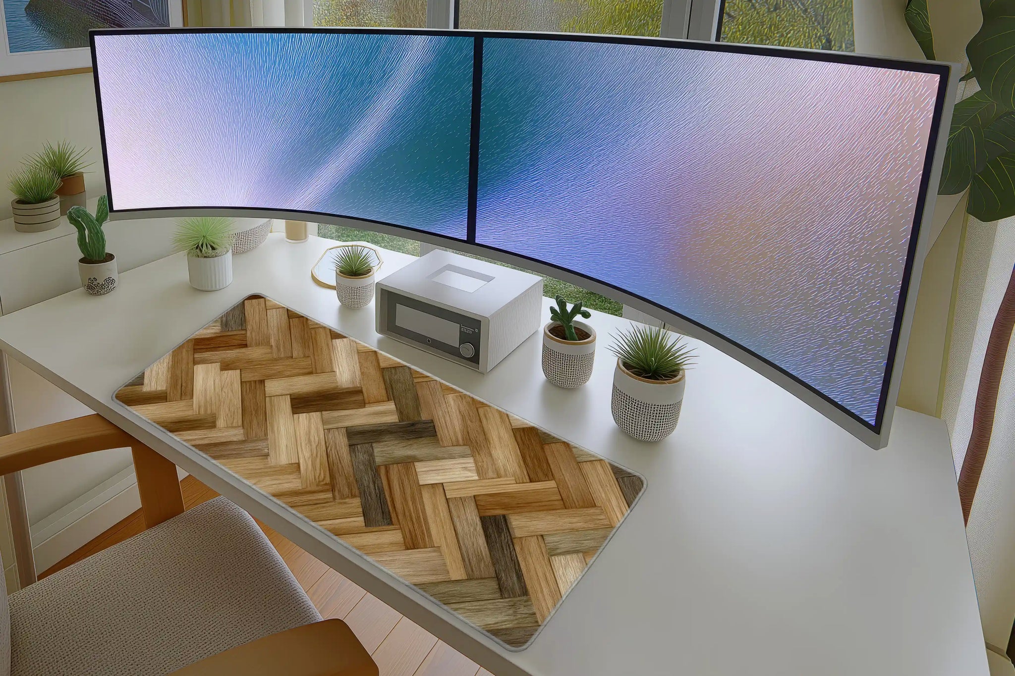 Wood Grain Texture Mousepad – Herringbone Pattern Desk Mat