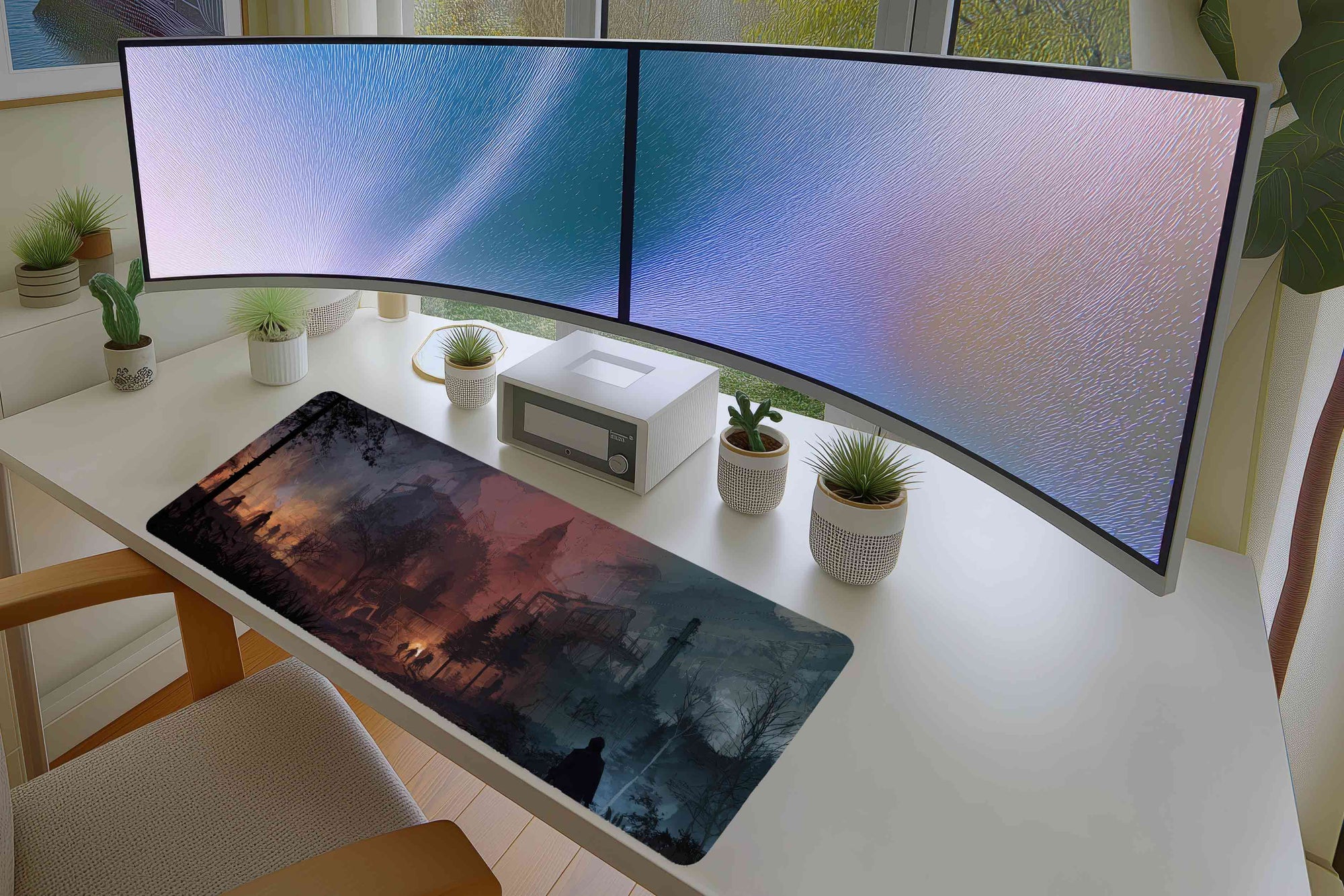 Post-Apocalyptic Campfire Survival Scene Mousepad