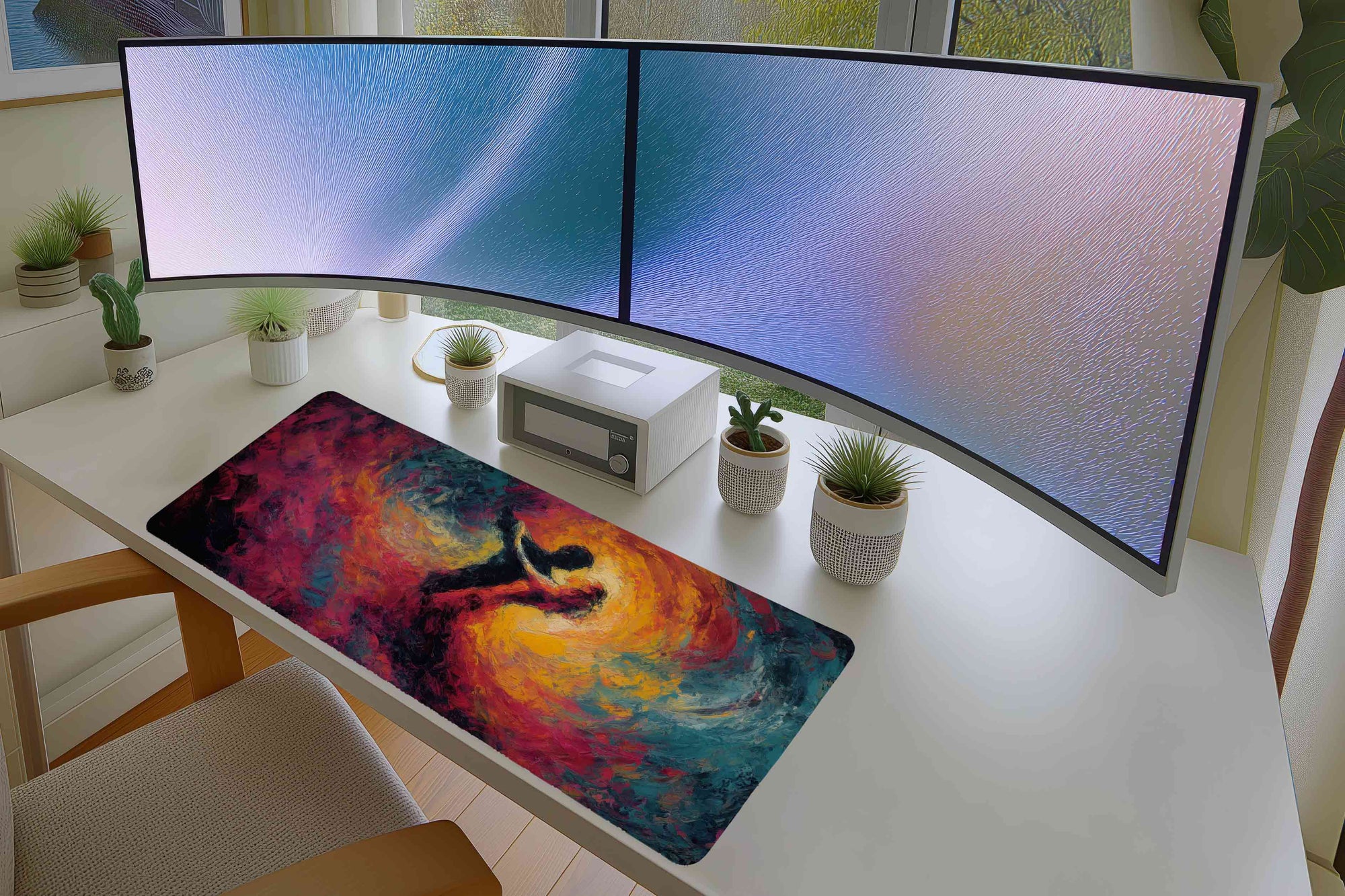 Colorful Dance Silhouette Mousepad – Abstract Romantic Art