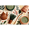 Matcha Tea Set – Floral Tea desk mat and mouse pad by PrintMyPad