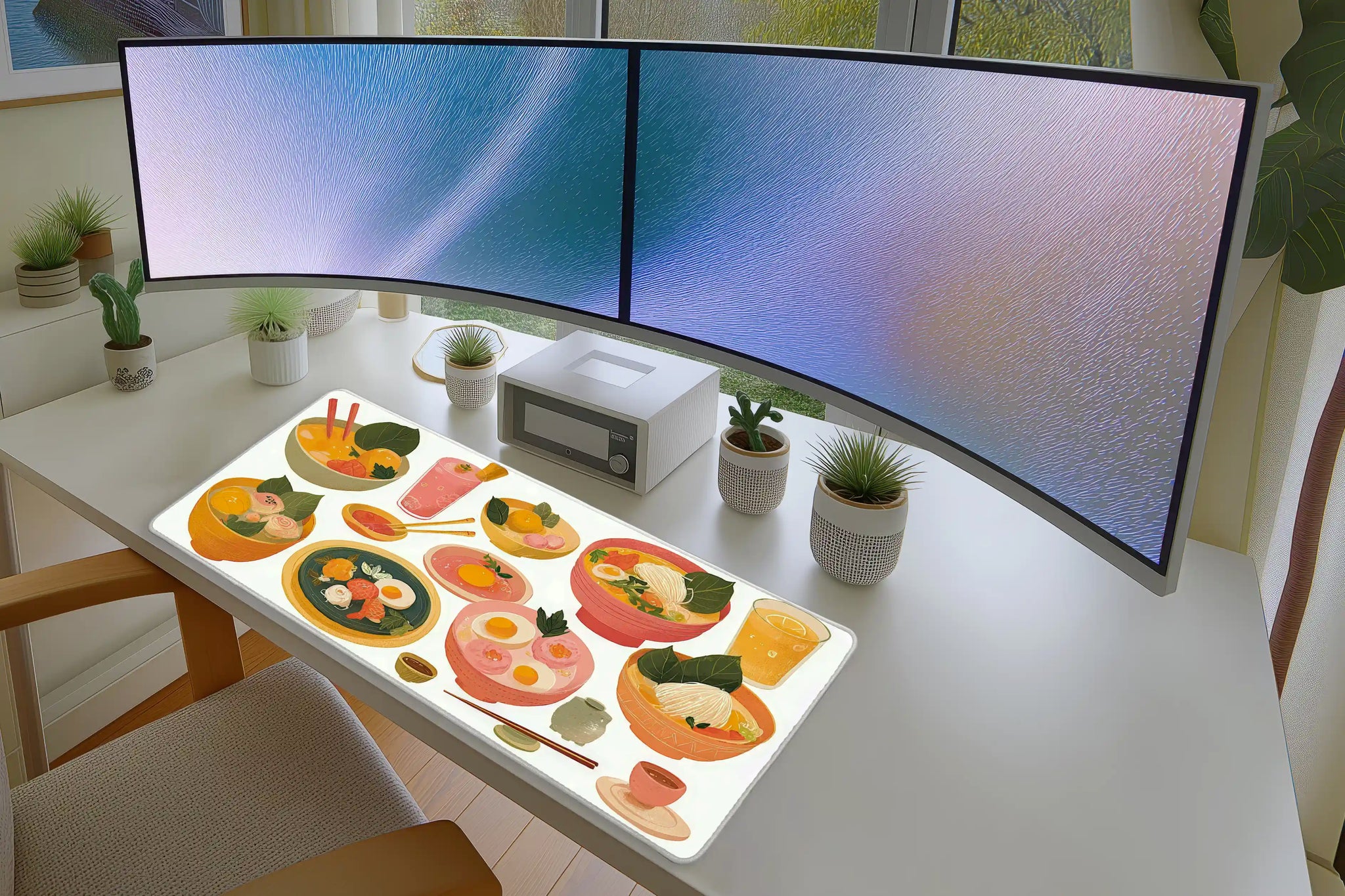 Pastel Curry Pad Thai & Tom Yum Mousepad – Cute Thai Food Art