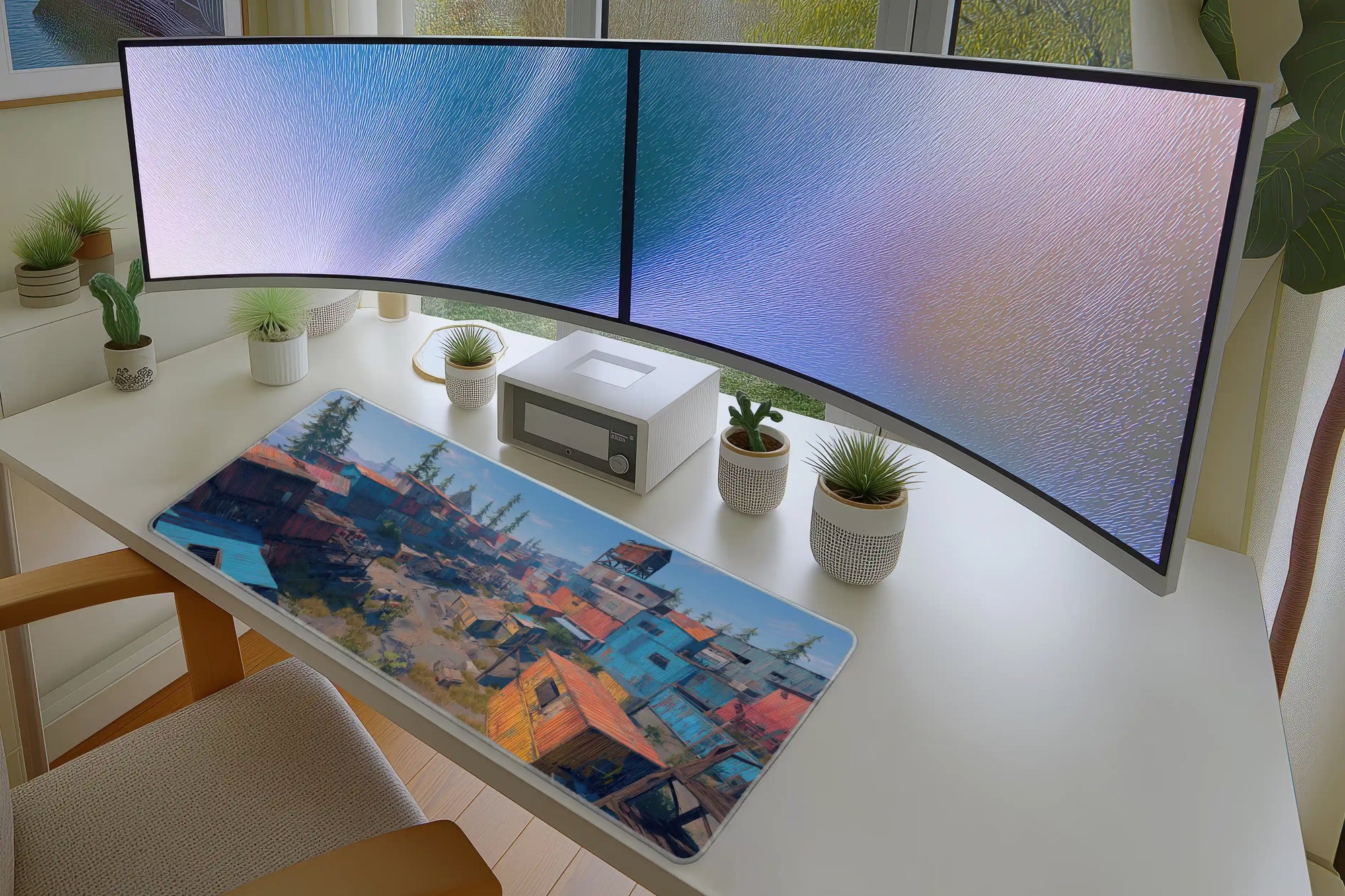 Vibrant Post-Apocalyptic Shanty Town Mousepad