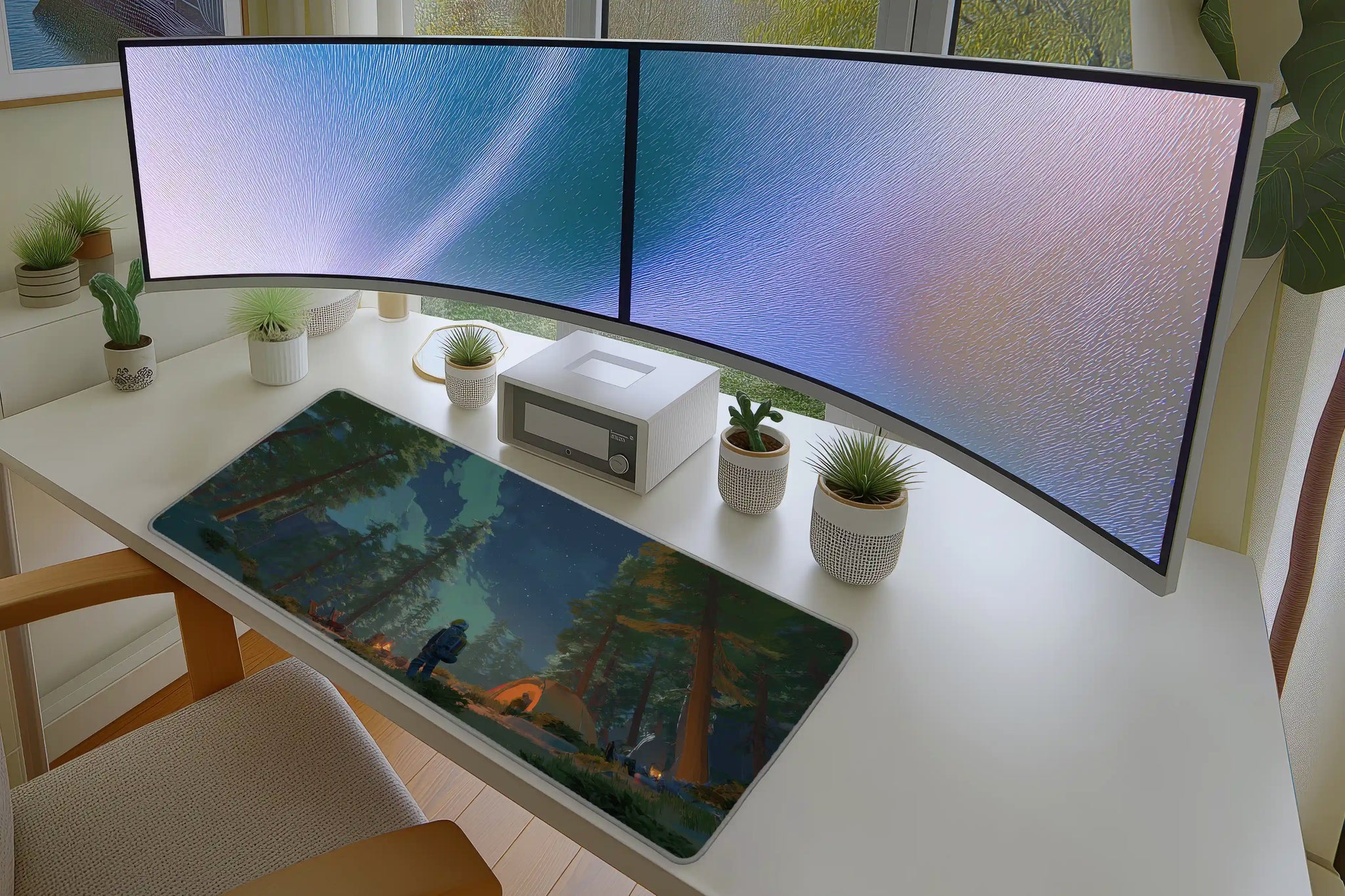 Starry Forest Camping Mousepad – Cozy Night Under the Pines