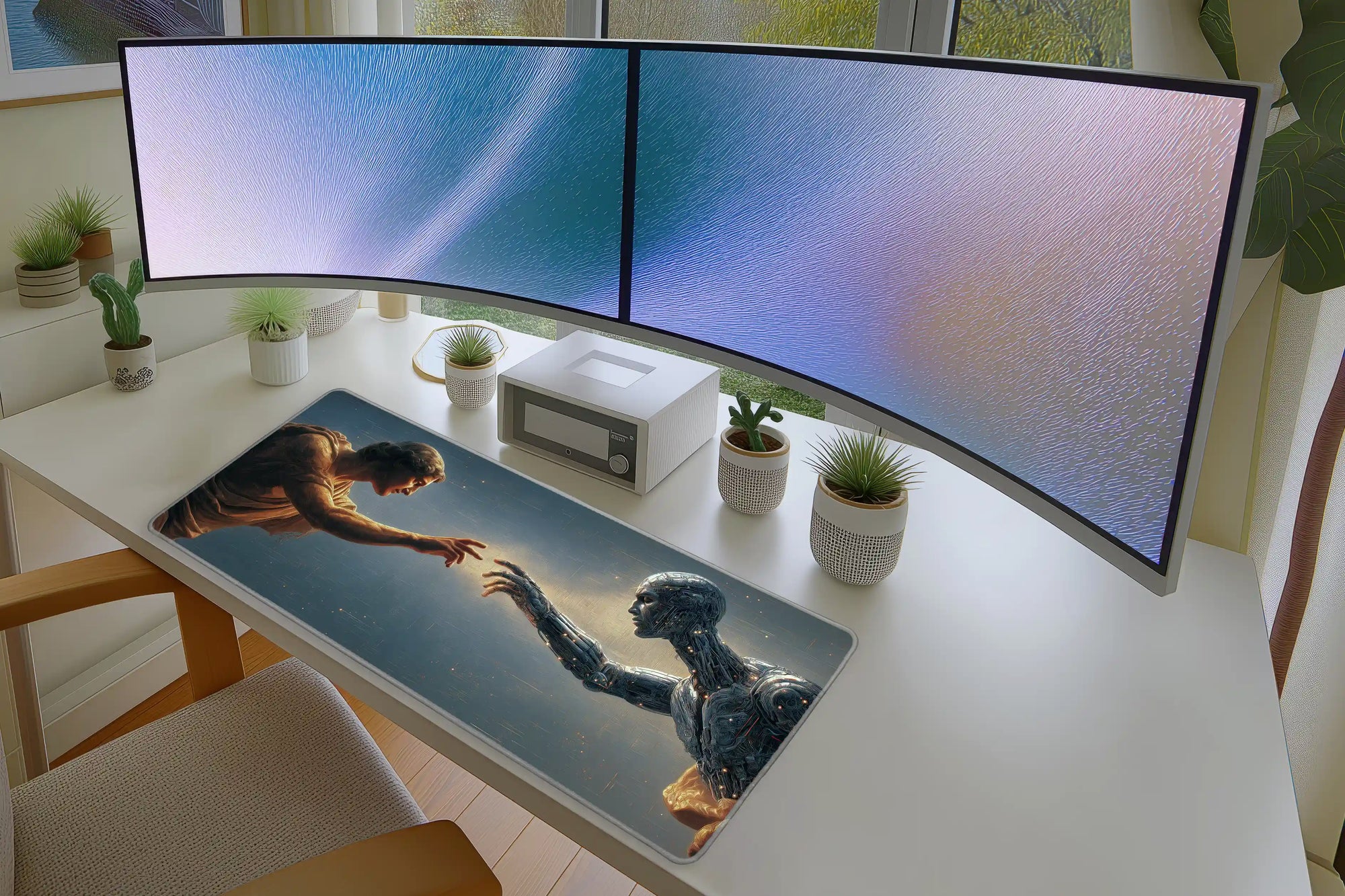 Human vs. Machine Mousepad – Classical & Futuristic Fusion Art