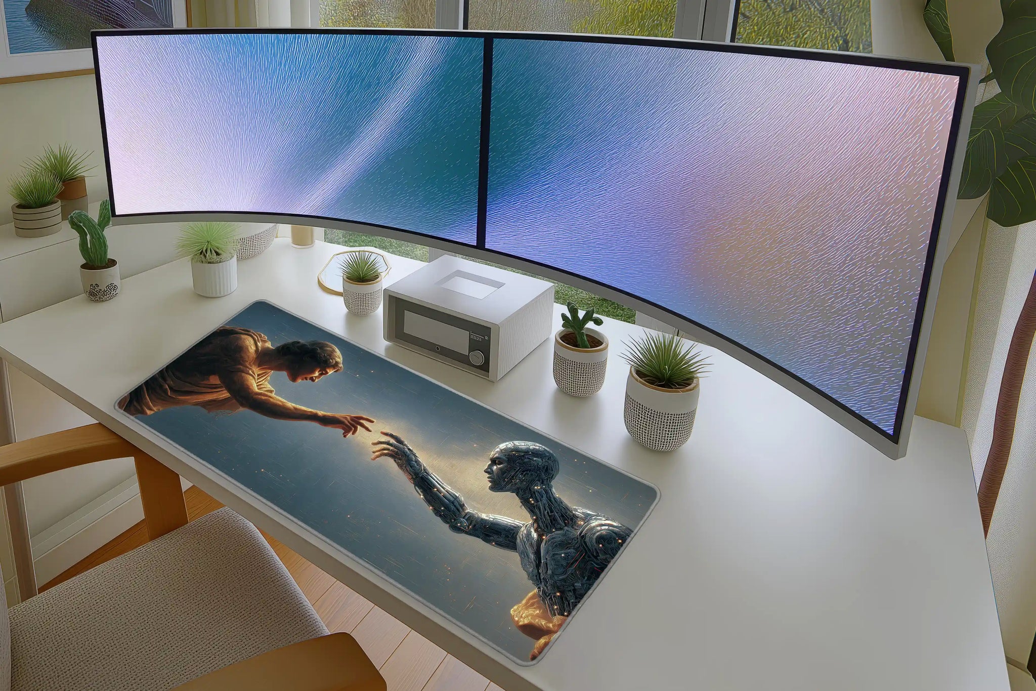 Human vs. Machine Mousepad – Classical & Futuristic Fusion Art