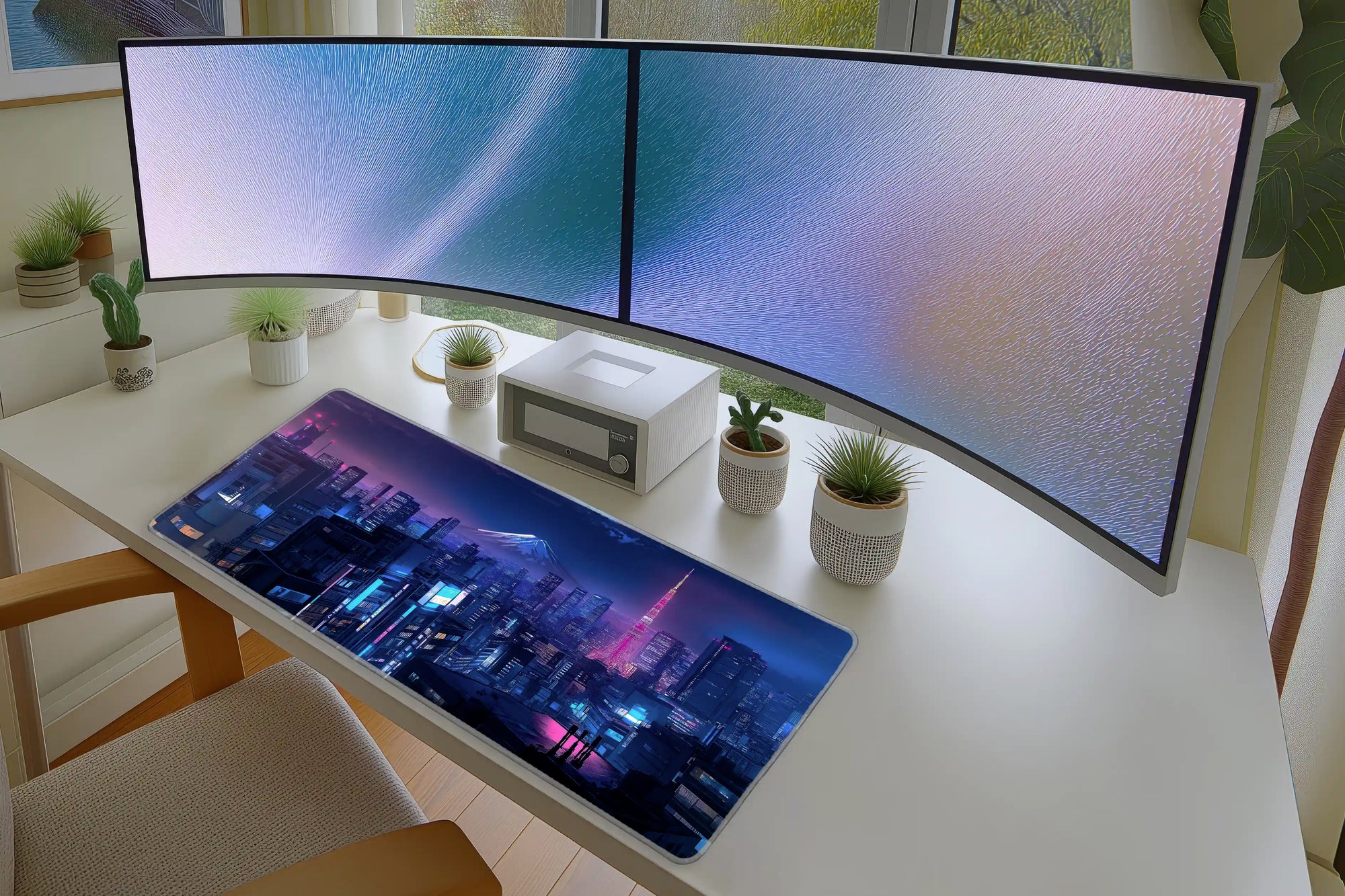 Tokyo Skyline Mousepad – Neon Night with Mount Fuji View