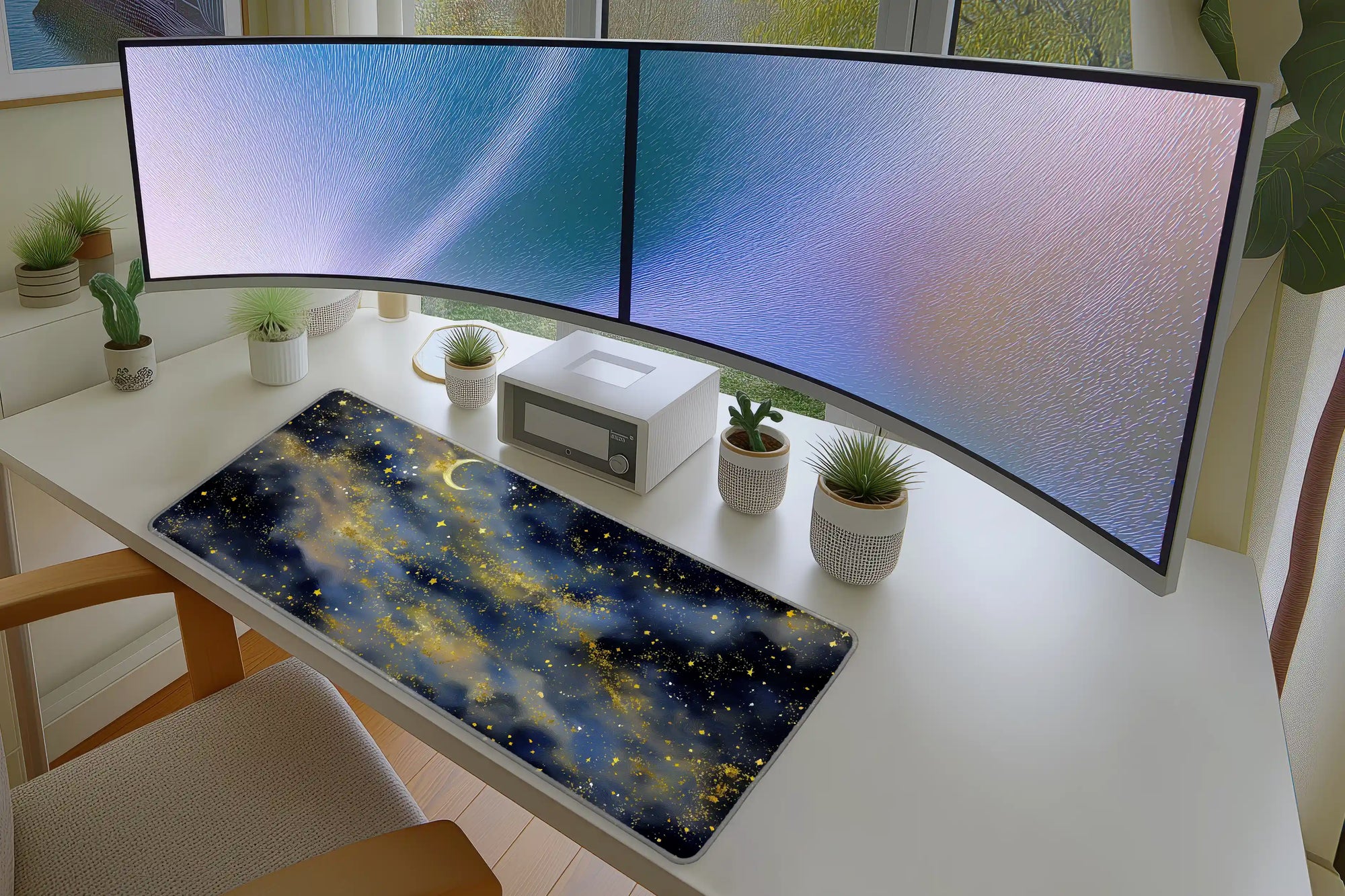 Celestial Night Sky Mousepad – Moon & Stars Galaxy Design