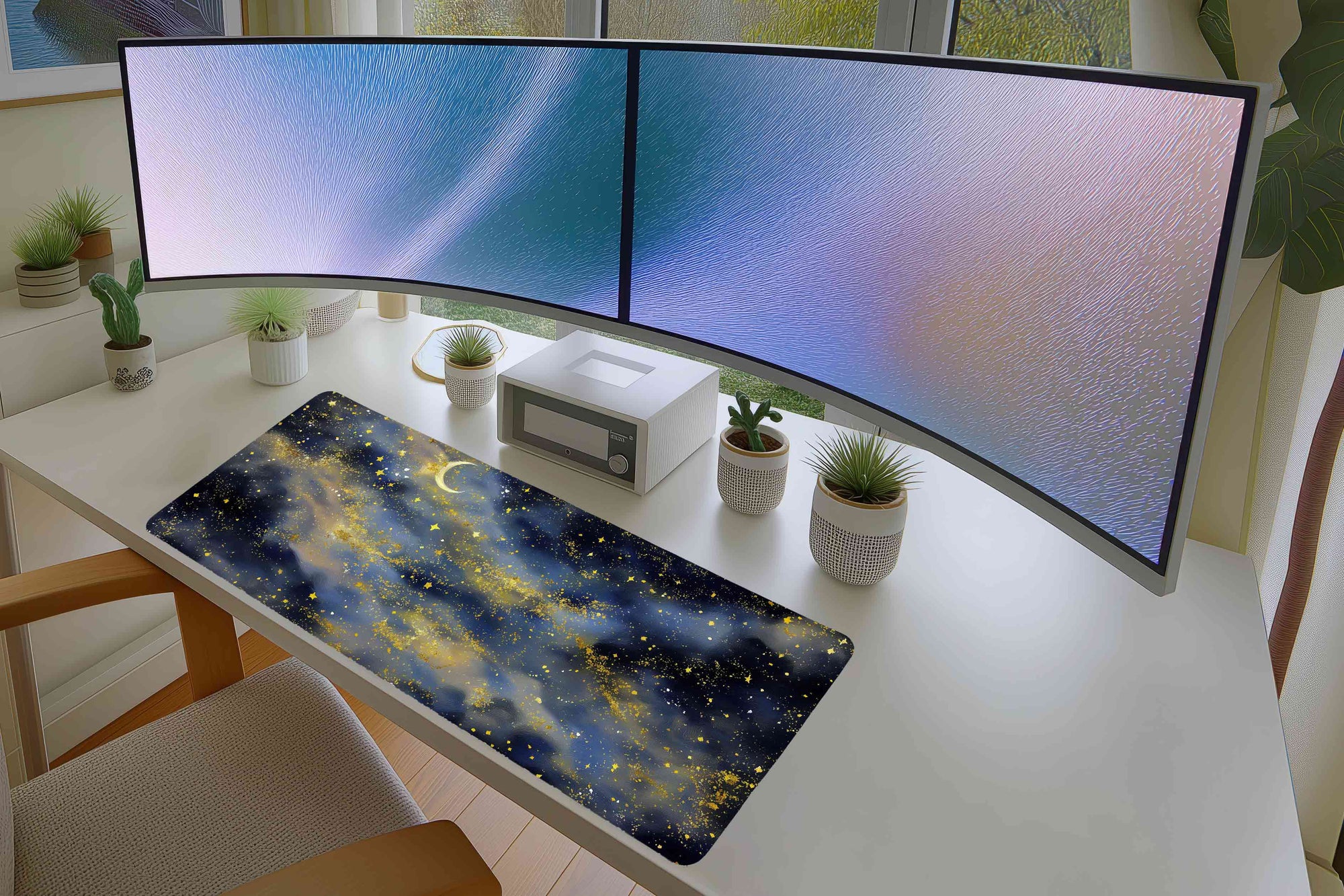 Celestial Night Sky Mousepad – Moon & Stars Galaxy Design