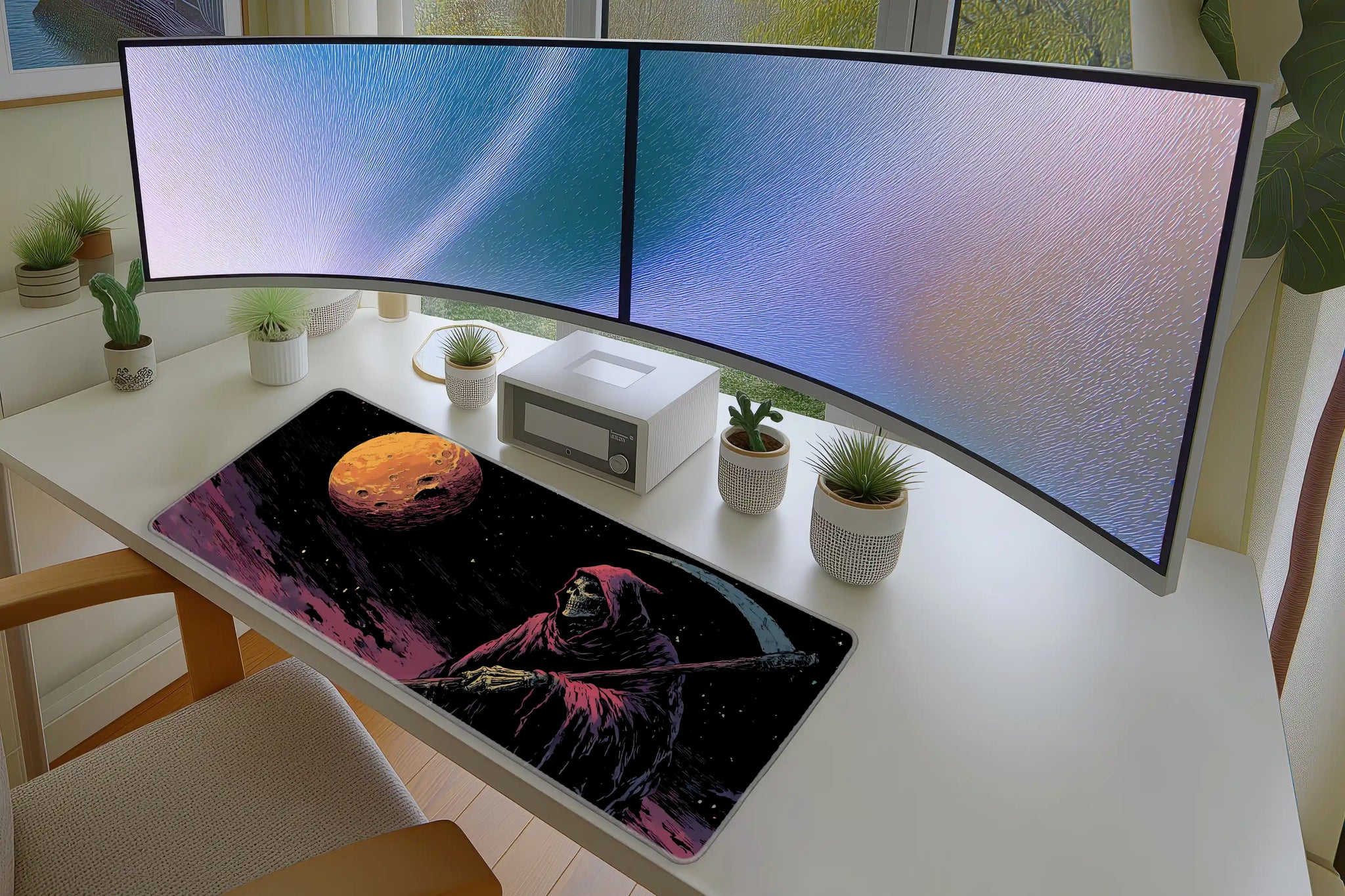 Grim Reaper in Space Mousepad – Dark Cosmic Skull Art