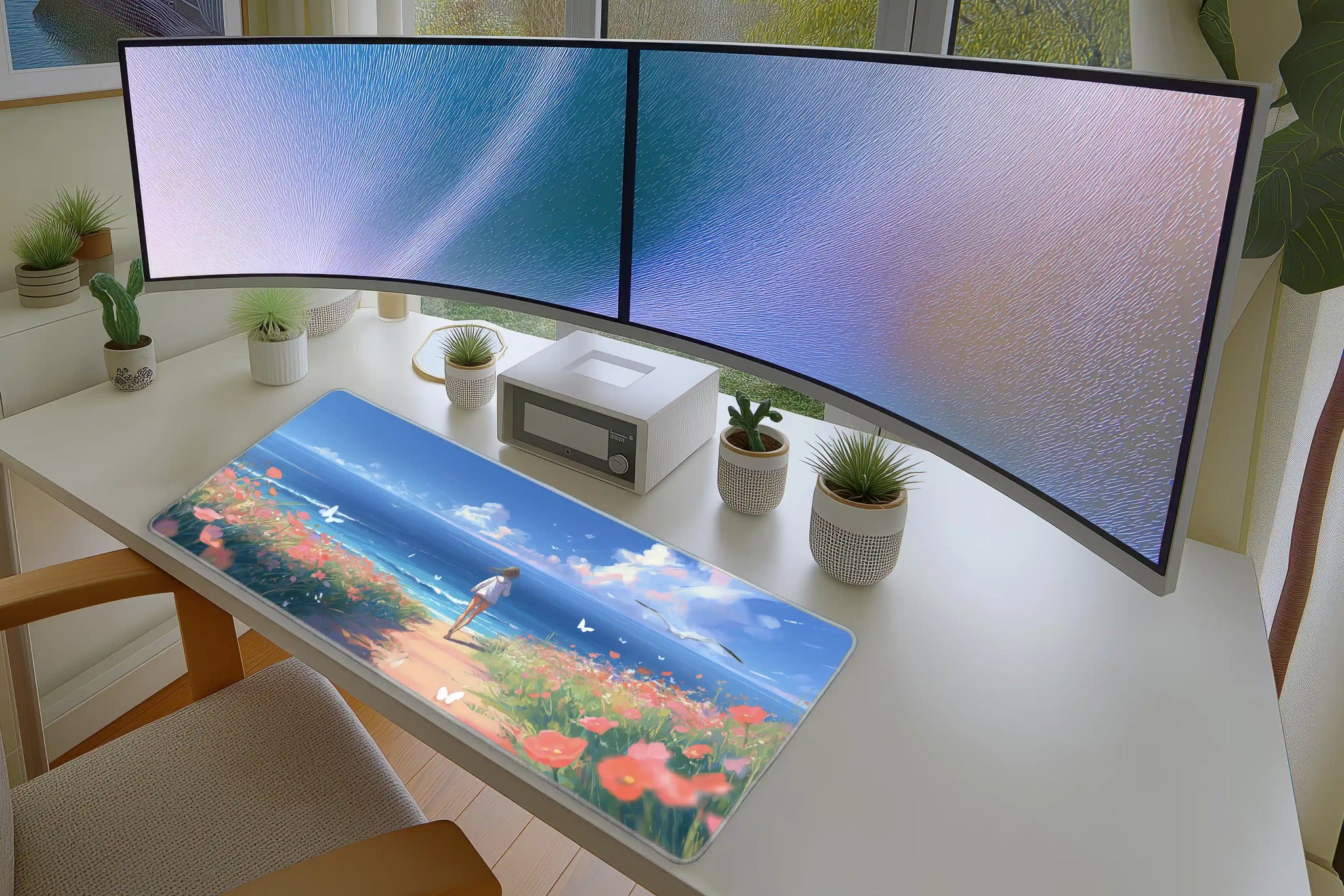Girl Walking to the Ocean Anime Mousepad