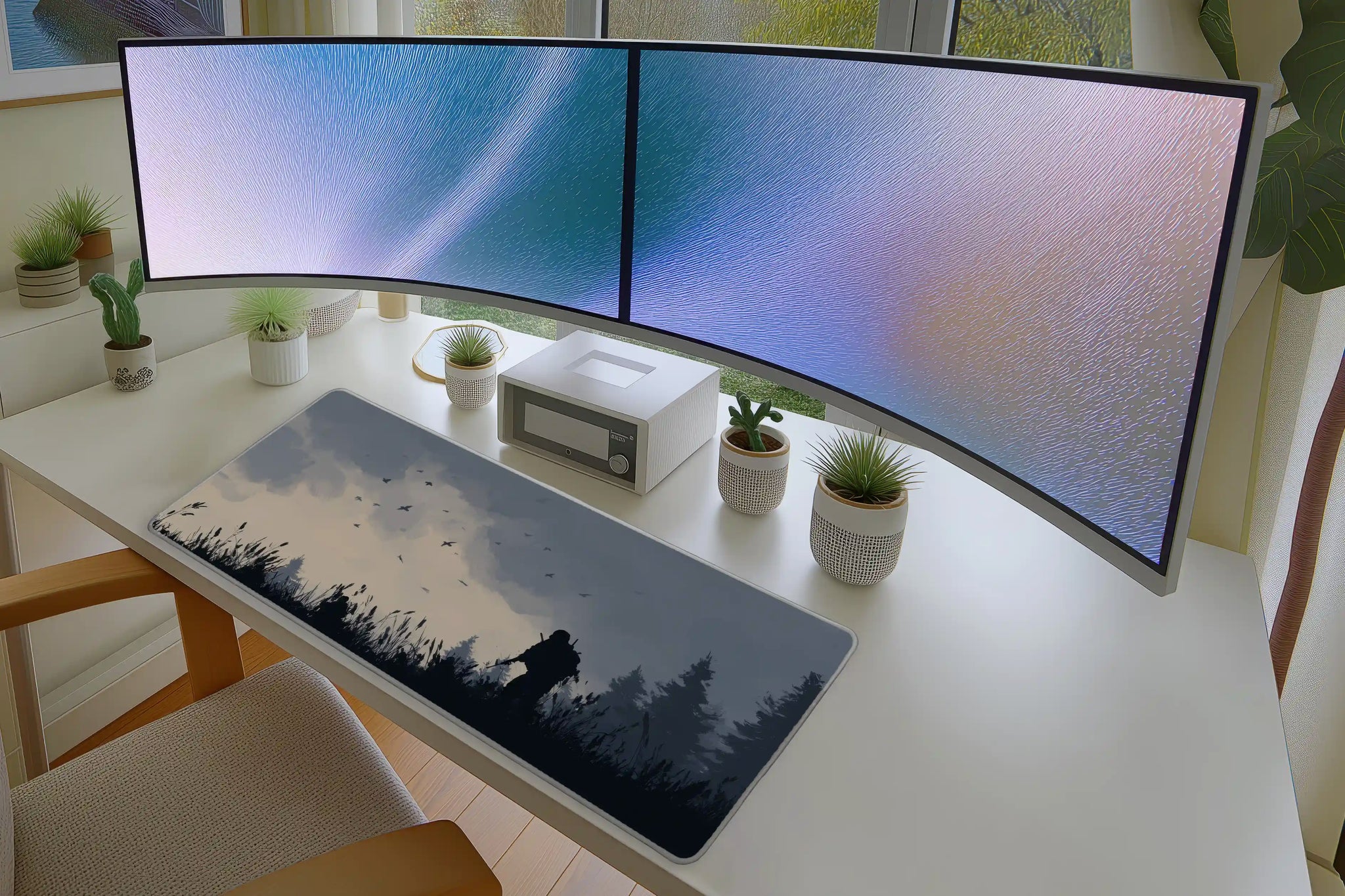 Lone Soldier Silhouette Forest Mousepad – Moody War Art