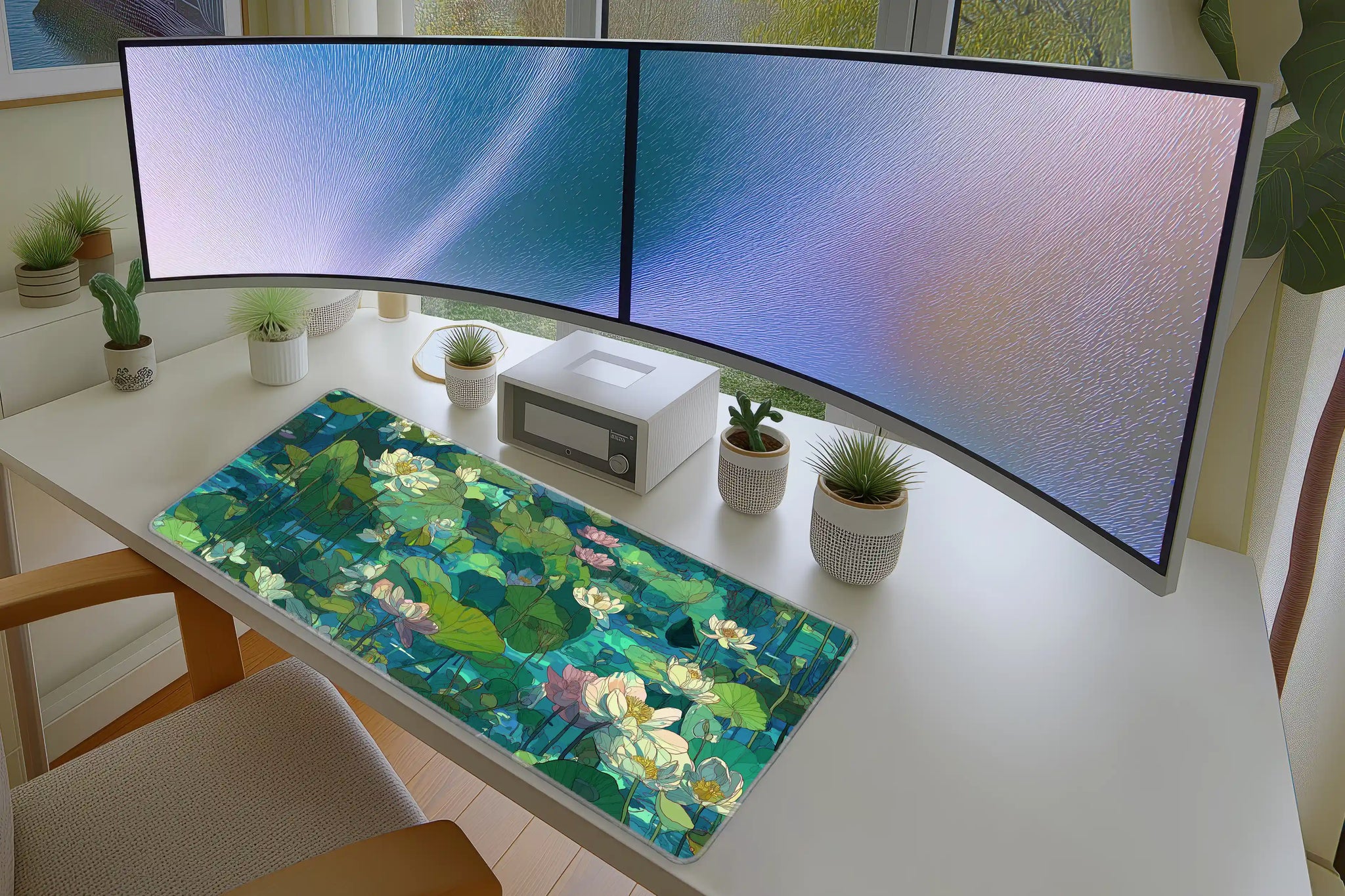 Lotus Pond Mousepad – Tranquil Water Lily Artwork