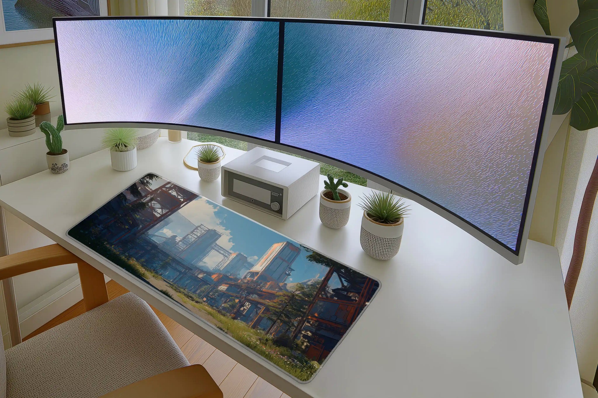 Futuristic Overgrown City Mousepad – Sci-Fi Urban Nature