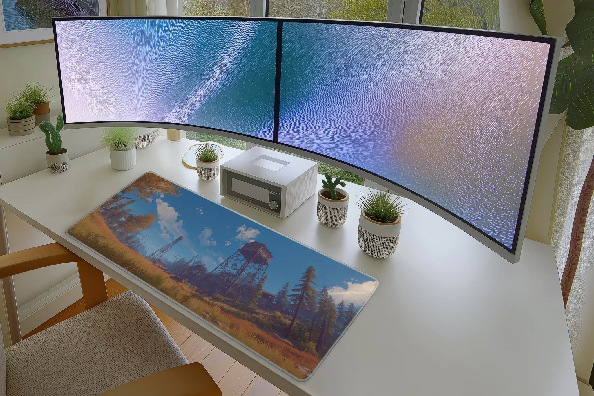 Rustic Firewatch Tower Mousepad – Autumn Forest Explorer