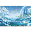 Frutiger Aero Ocean desk mat artwork in a wide product view