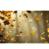 Autumn-themed 90x40cm desk mat featuring golden falling leaves in warm forest light – Print My Pad
