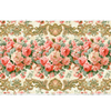 Vintage baroque rose desk mat with pink and coral flowers, green leaves and golden scroll borders on cream