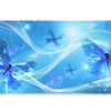 Blue Butterfly Frutiger Aero desk mat artwork in a wide product view