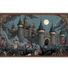 Medieval Castle Siege Desk Mat | Moonlit Knights artwork on an extended desk mat with medieval castle siege design