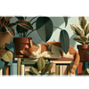 Cat in Houseplants – Botanical desk mat and mouse pad by PrintMyPad