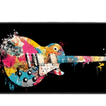 Abstract 90x40cm custom desk mat featuring colorful electric guitar splash art, non-slip rubber – Print My Pad
