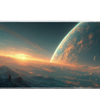 Alien Planet Sunset – Sci-Fi Cosmic Landscape Art desk mat and mouse pad by PrintMyPad