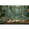 Cat Library – Rainy Garden Window desk mat and mouse pad by PrintMyPad
