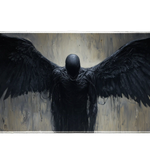 Fantasy 90x40cm custom desk mat featuring dark angel with outstretched wings in moody tones, non-slip rubber – Print My Pad