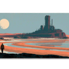 Extended mouse pad featuring the full sci-fi desert fortress landscape design for work or gaming