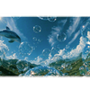Frutiger Aero Dolphin Bubble desk mat artwork in a wide product view