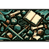 Complete dragon dice tabletop RPG fantasy artwork printed across a large keyboard and mouse mat