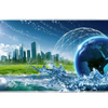 Frutiger Aero Earth City desk mat artwork in a wide product view