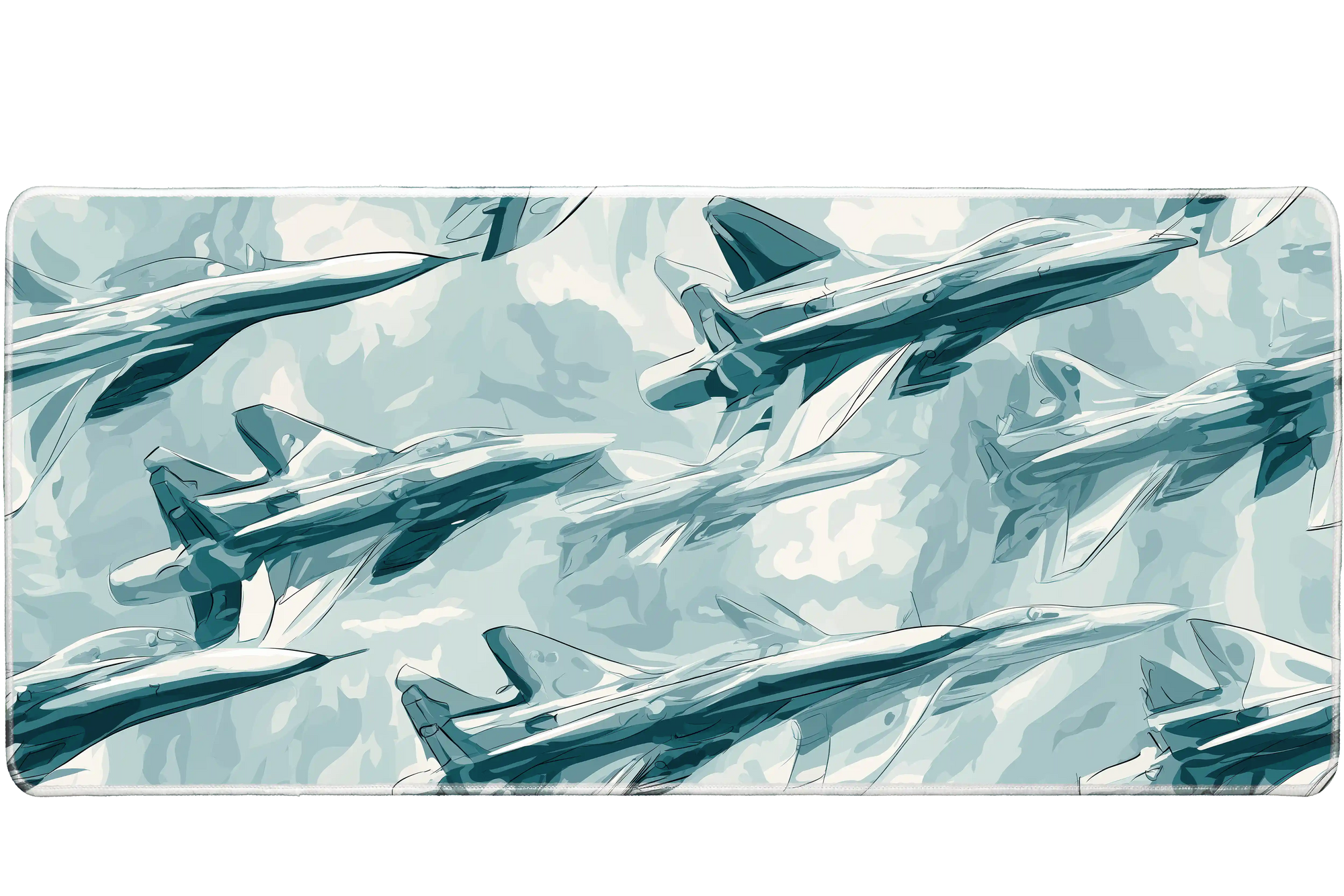 Cars 36x16in custom mouse pad featuring fighter jet artwork, stitched edge – PrintMyPad
