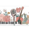 Aesthetic 36x16in custom mouse pad with floral music design, stitched edge – PrintMyPad