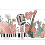 Aesthetic 36x16in custom mouse pad with floral music design, stitched edge – PrintMyPad