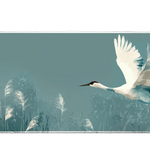 Animals 36x16in custom mouse pad featuring elegant crane in flight over reeds, non-slip base – PrintMyPad
