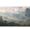 Fantasy 90x40cm custom desk mat with misty jungle mountains and explorers, non-slip base – Print My Pad