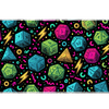Neon D20 Dice desk mat artwork in a wide product view