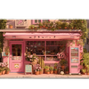 Pastel Japanese Café – Cozy Kawaii Street Scene desk mat and mouse pad by PrintMyPad