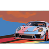 GT Sports Car – Retro Racing Art for Car Lovers desk mat and mouse pad by PrintMyPad