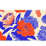 Abstract floral 90x40cm desk mat in red and blue tones, smooth surface – Print My Pad