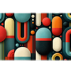 Retro Geometric Abstract desk mat artwork in a wide product view