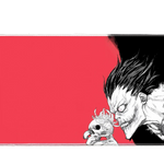 Anime 36x16in custom mouse pad with red and black shinigami art, stitched edge – Print My Pad