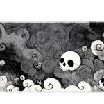 Abstract 90x40cm custom desk mat featuring swirling skull design, non-slip rubber – Print My Pad