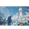 Astronaut at Space Colony – Futuristic Sci-Fi Scene desk mat and mouse pad by PrintMyPad