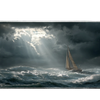 Landscape 36x16in custom desk mat, stormy ocean scene with stitched edge – Print My Pad