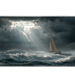 Landscape 36x16in custom desk mat, stormy ocean scene with stitched edge – Print My Pad