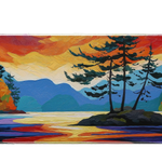Landscape 36x16in custom mouse pad with vivid sunset island scene, stitched edge – PrintMyPad