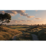 Landscape 36x16in custom desk mat featuring golden meadow at sunset, non-slip rubber base – PrintMyPad